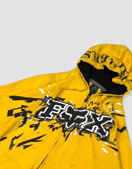FOX RACING スウェットパーカー ブラック/イエロー　Mサイズ Vintage size M fox racing hoodie in yellow | ASOS