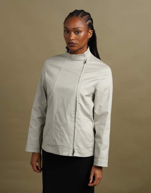 Vintage size M Giorgio Armani Le Collezioni funnel-neck asymmetric zip jacket in cream, 1 of 7
