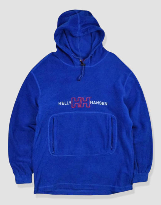 Vintage size M Helly Hansen embroidered fleece hoodie in blue