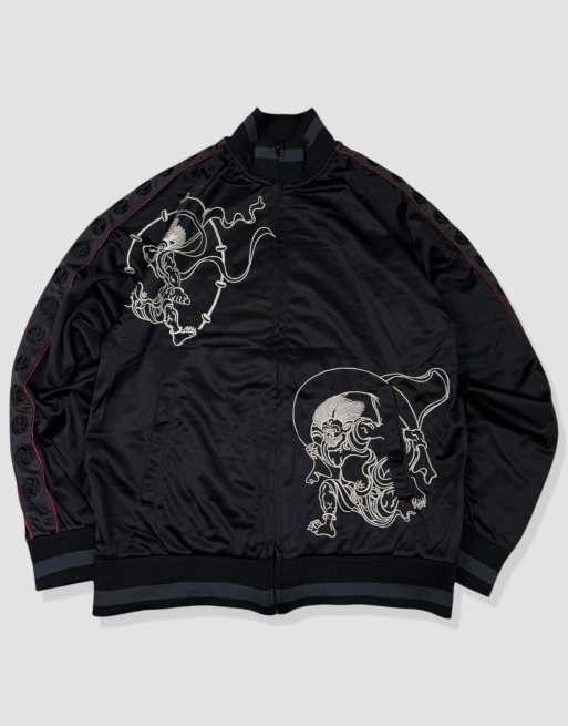 Vintage size M japanese embroidered track jacket in black