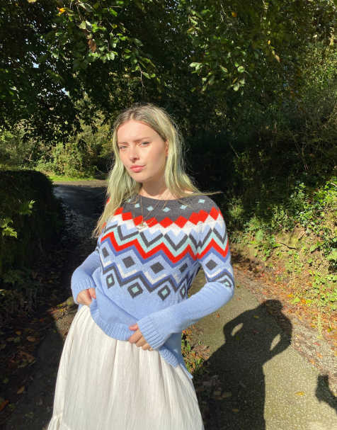 Vintage Size M Knitted Patterned Jumper in Multi - view 1