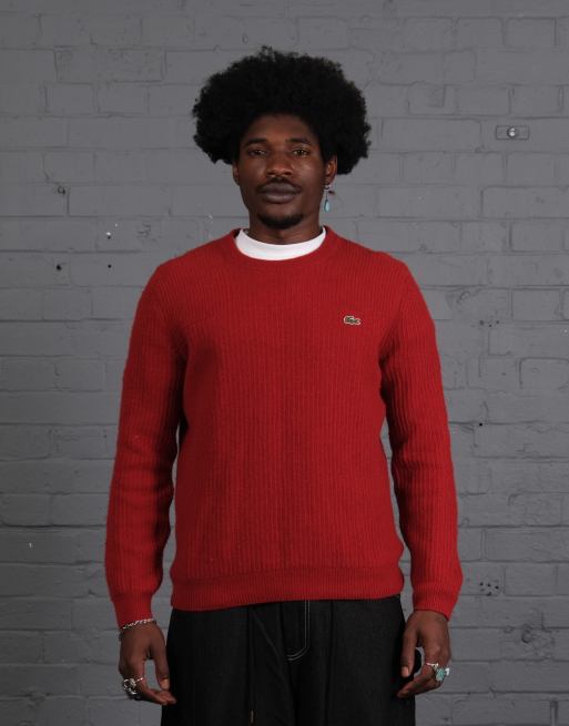 Vintage Size M Lacoste Knitted Crewneck Jumper in Red
