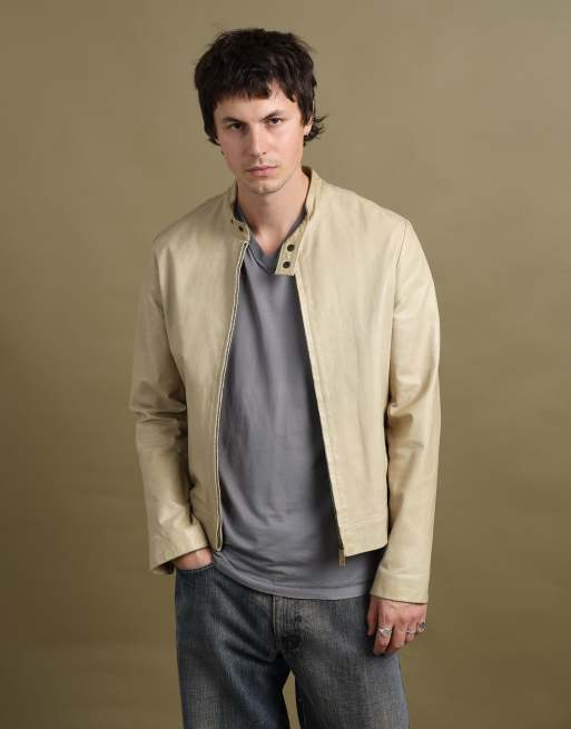 Vintage size M Mulberry leather biker jacket in beige, 4 of 7