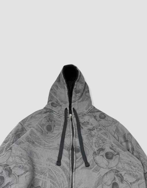 Vintage size M No Boundaries grunge skull y2k full-zip hoodie in
