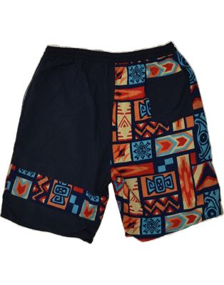 Vintage Size M Patchwork Swimming Shorts in Navy Blue