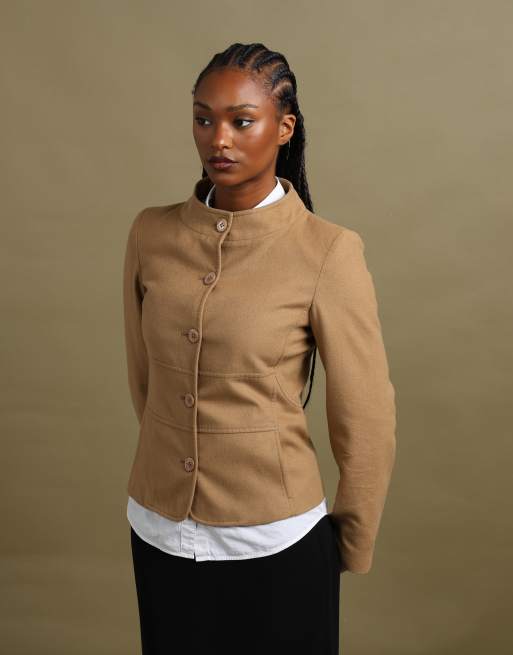 Vintage size M Red Valentino fitted stand-collar jacket in beige, 1 of 7