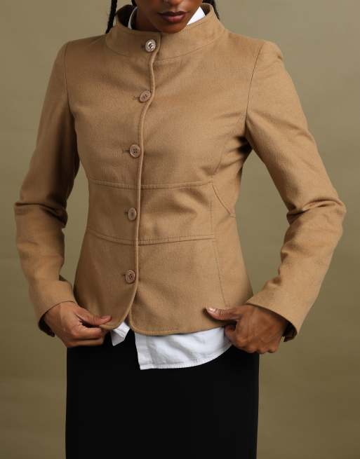 Vintage size M Red Valentino fitted stand-collar jacket in beige, 4 of 7
