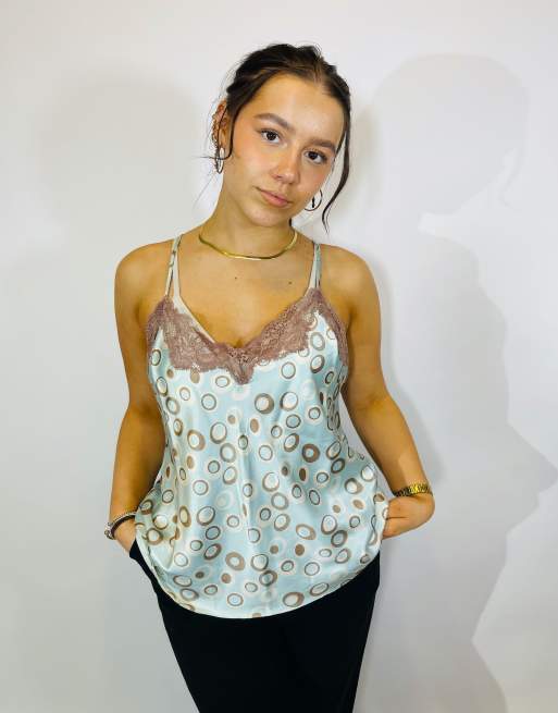  Vintage size m satin floral cami top in multi in multi