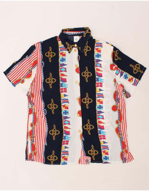 Vintage Size M Striped Short Sleeve Shirt in Multicoloured