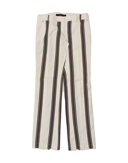 Vintage Size M Striped Straight Chino Trousers in White
