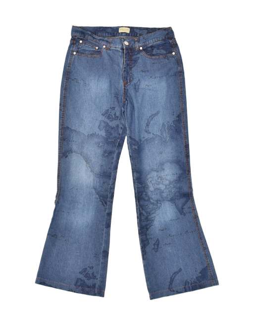 Vintage Size M Tie Dye Flared Jeans in Blue