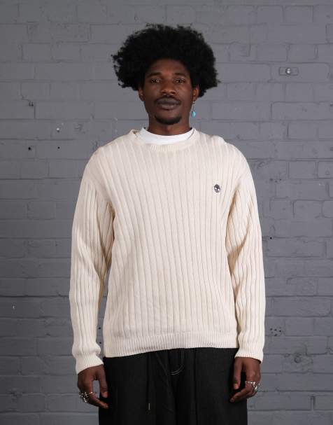Vintage Size M Timberland Knitted Crewneck Jumper in Cream - view 1