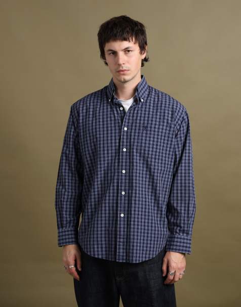 Vintage size M Yves Saint Laurent check shirt in navy - view 1