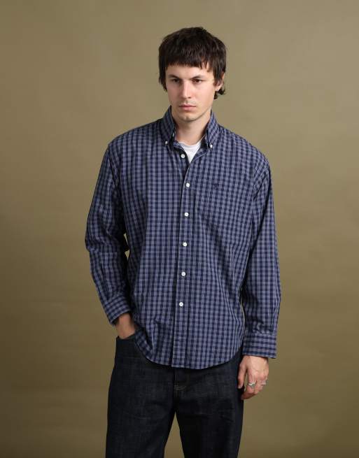 Vintage size M Yves Saint Laurent check shirt in navy, 2 of 5