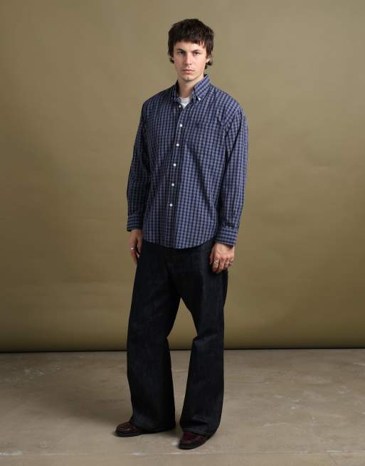 Vintage size M Yves Saint Laurent check shirt in navy, 3 of 5