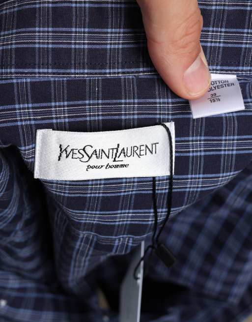 Vintage size M Yves Saint Laurent check shirt in navy, 5 of 5