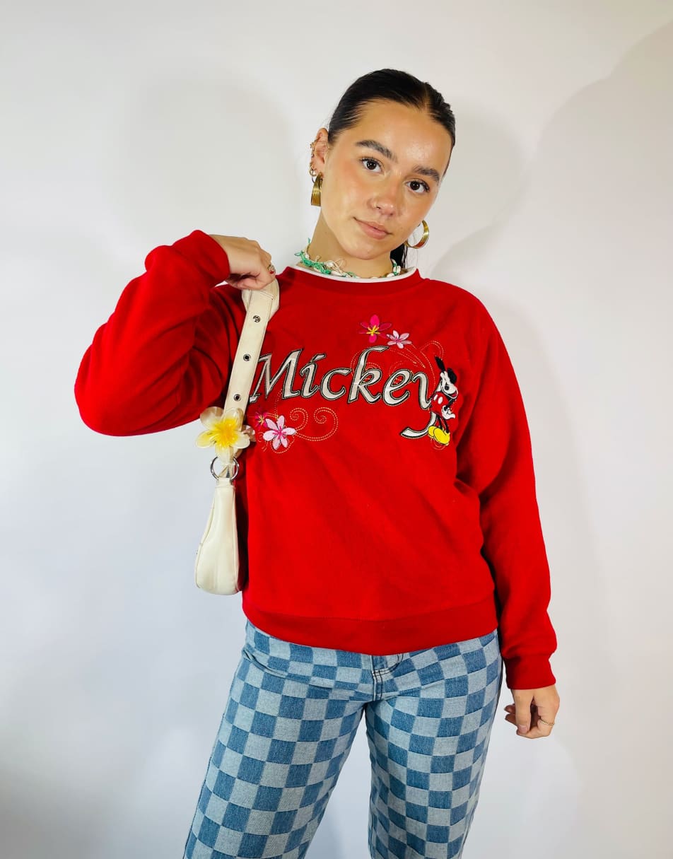 Vintage Size S 90s Disney Fleece Sweatshirt in Red