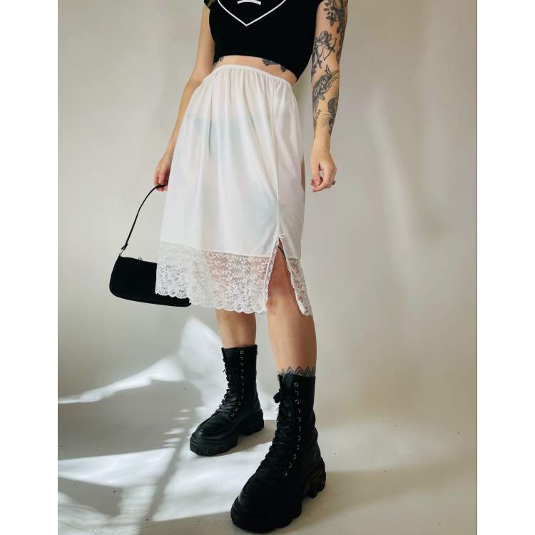 White lace skirt 90s top