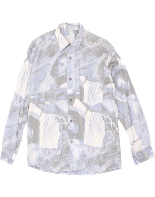 Vintage Size S Abstract Pattern Shirt in Blue