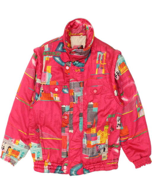 Vintage Size S Abstract Pattern Windbreaker Jacket in Red