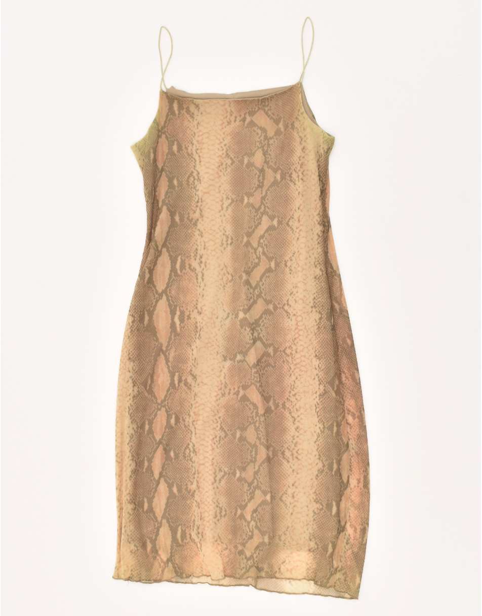 Vintage Size S Animal Print Slip Dress in Brown