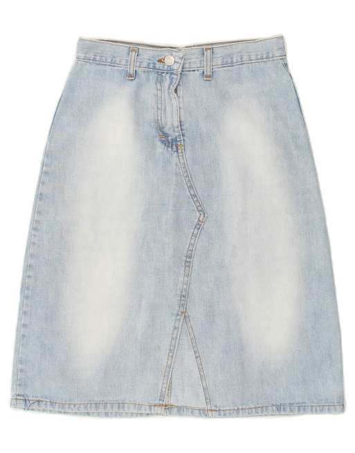 Vintage Size S Colourblock Denim A-Line Skirt in Blue