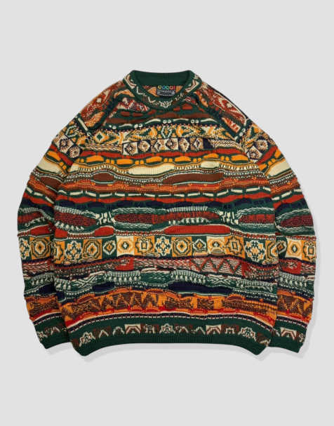 Vintage size S Coogi abstract pattern knit jumper in multi - view 1