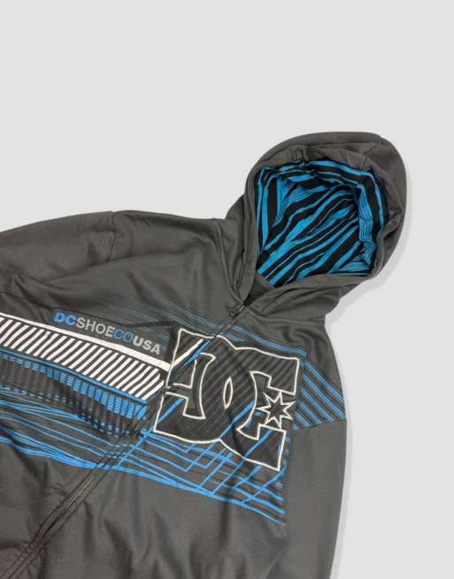 Vintage size S DC embroidered full-zip hoodie in grey, 3 of 4