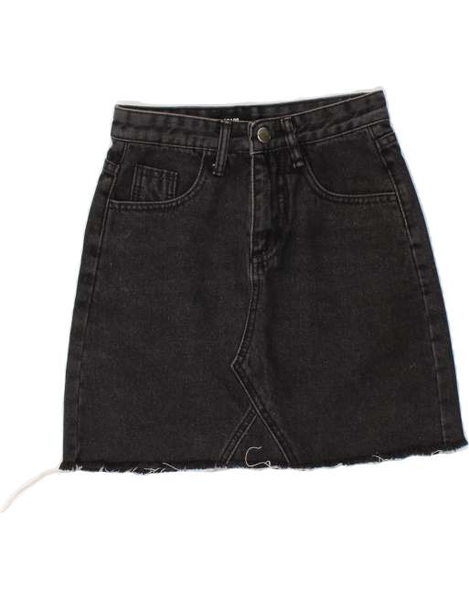 Vintage Size S Denim A-Line Skirt in Black