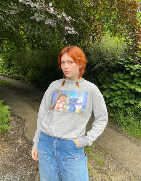 Vintage Size S Disney Lilo and Stitch Sweatshirt In Grey - view 1