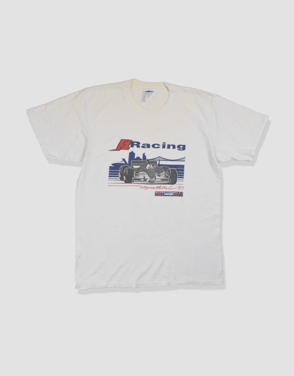 Vintage size S F1 Racing graphic t-shirt in white