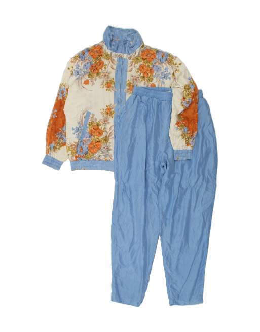 Vintage Size S Floral Full Tracksuit in Blue