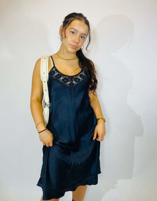  Vintage size s floral lace slip dress in blue in blue
