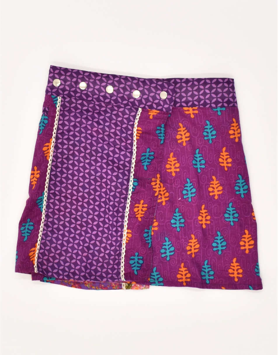 Vintage Size S Floral Reversible Wrap Skirt in Purple 0