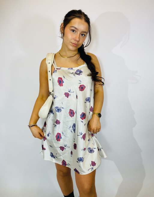  Vintage size s floral satin slip dress in multi in multi