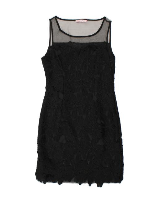 Vintage Size S Floral Sleeveless Lace Basic Dress in Black