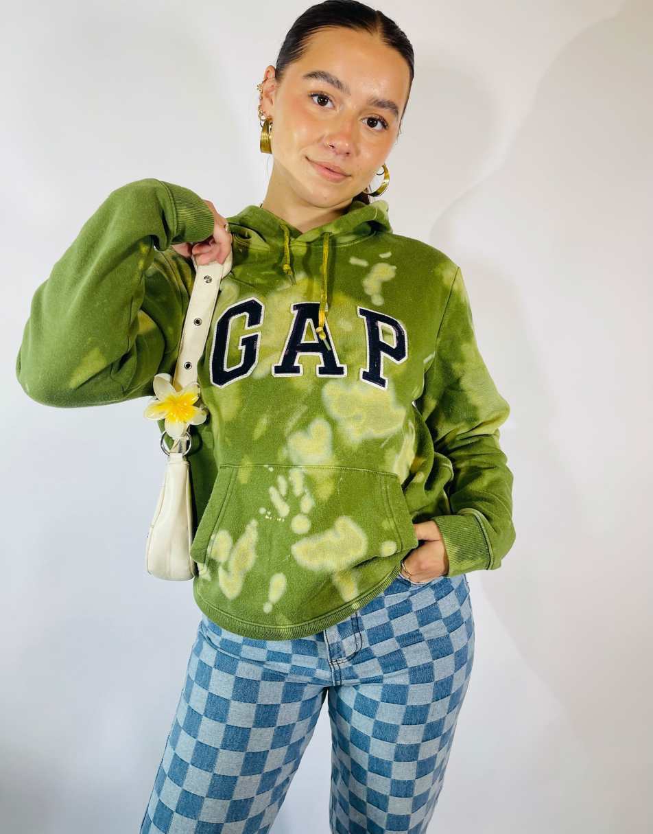 Vintage Size S Gap Tie Dye Embroidered Hoodie in Green 0