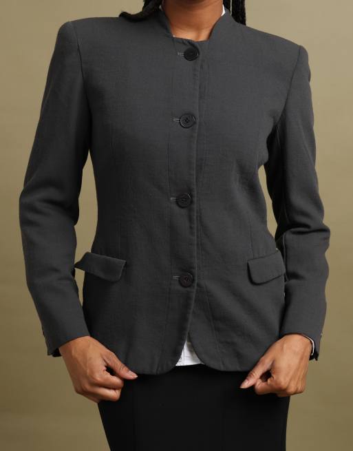 Vintage size S Giorgio Armani collarless blazer in grey, 4 of 7