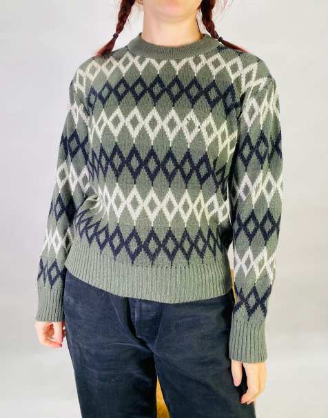 Vintage Size S Grandad Knit Jumper in Multi - view 1