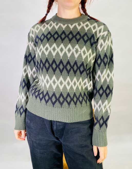 Vintage Size S Grandad Knit Jumper in Multi
