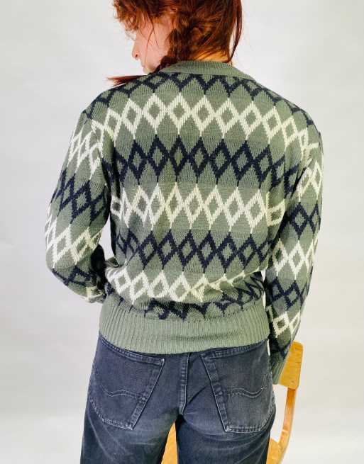 Vintage Size S Grandad Knit Jumper in Multi ASOS