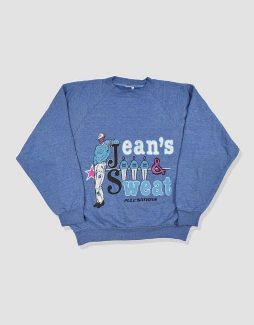 Vintage size S graphic sweatshirt in blue