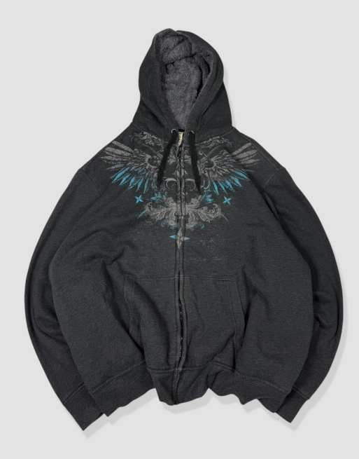 Vintage Size S Grunge Hoodie in Grey