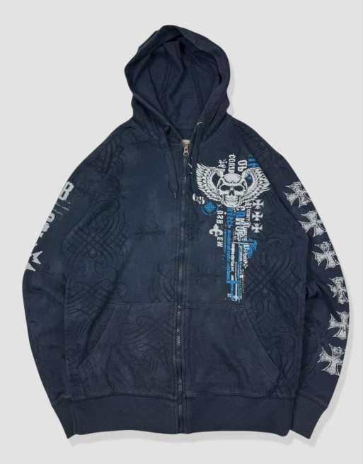 Vintage Size S Grunge Hoodie in Navy