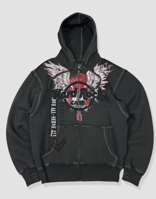 Vintage Size S Hard Rock Cafe Y2K Hoodie in Black