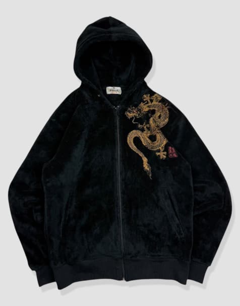 Vintage size S Karakuri Tamashii Japanese full-zip hoodie in black - view 1