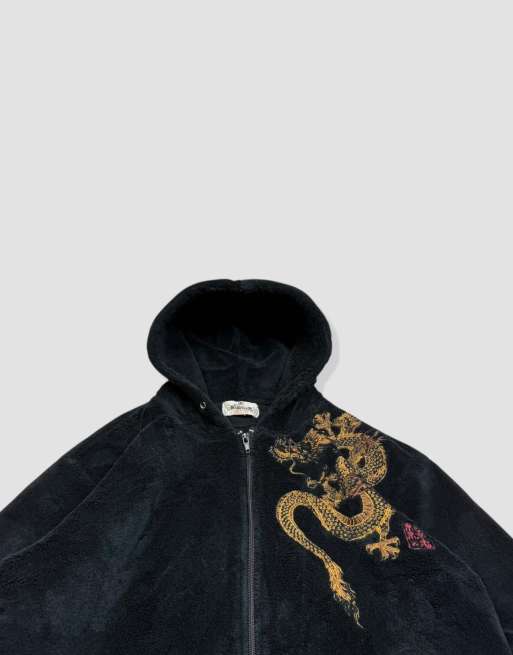 Vintage size S Karakuri Tamashii Japanese full-zip hoodie in black, 3 of 4