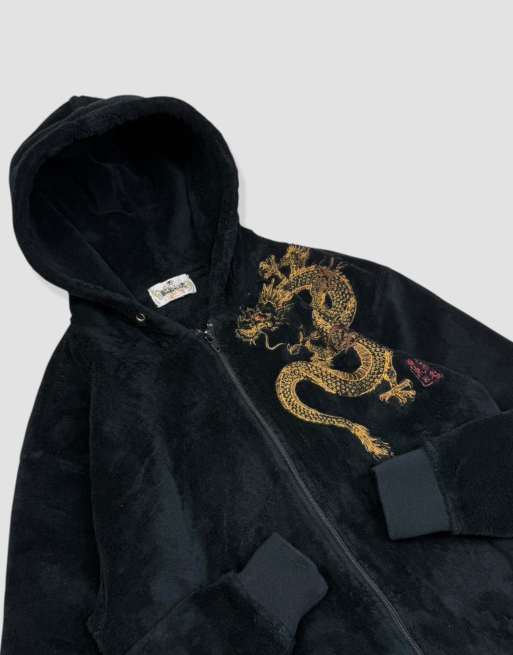 Vintage size S Karakuri Tamashii Japanese full-zip hoodie in black, 4 of 4