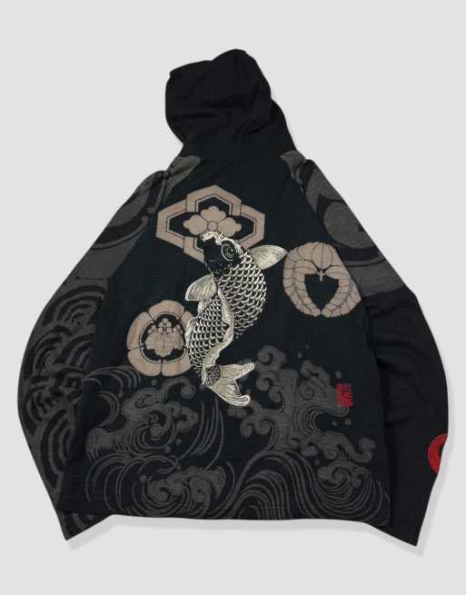 Vintage size S Karakuri Tamashii Japanese hoodie in black