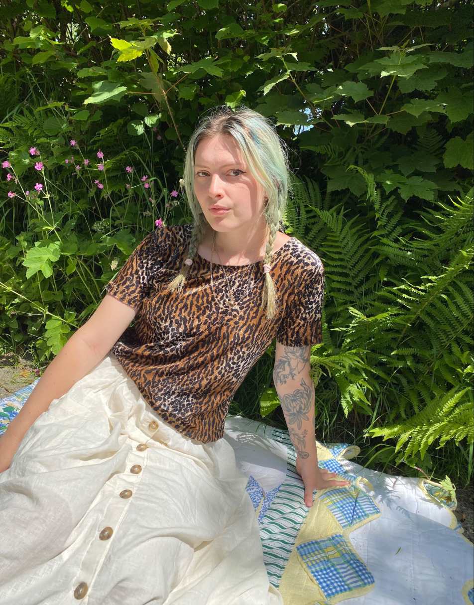 Vintage Size S leopard print velvet top
